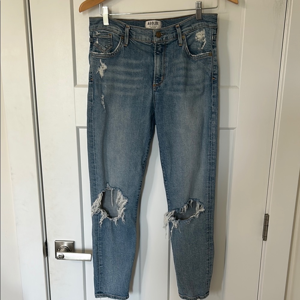 Agolde Ripped Blue Boyfriend Jeans